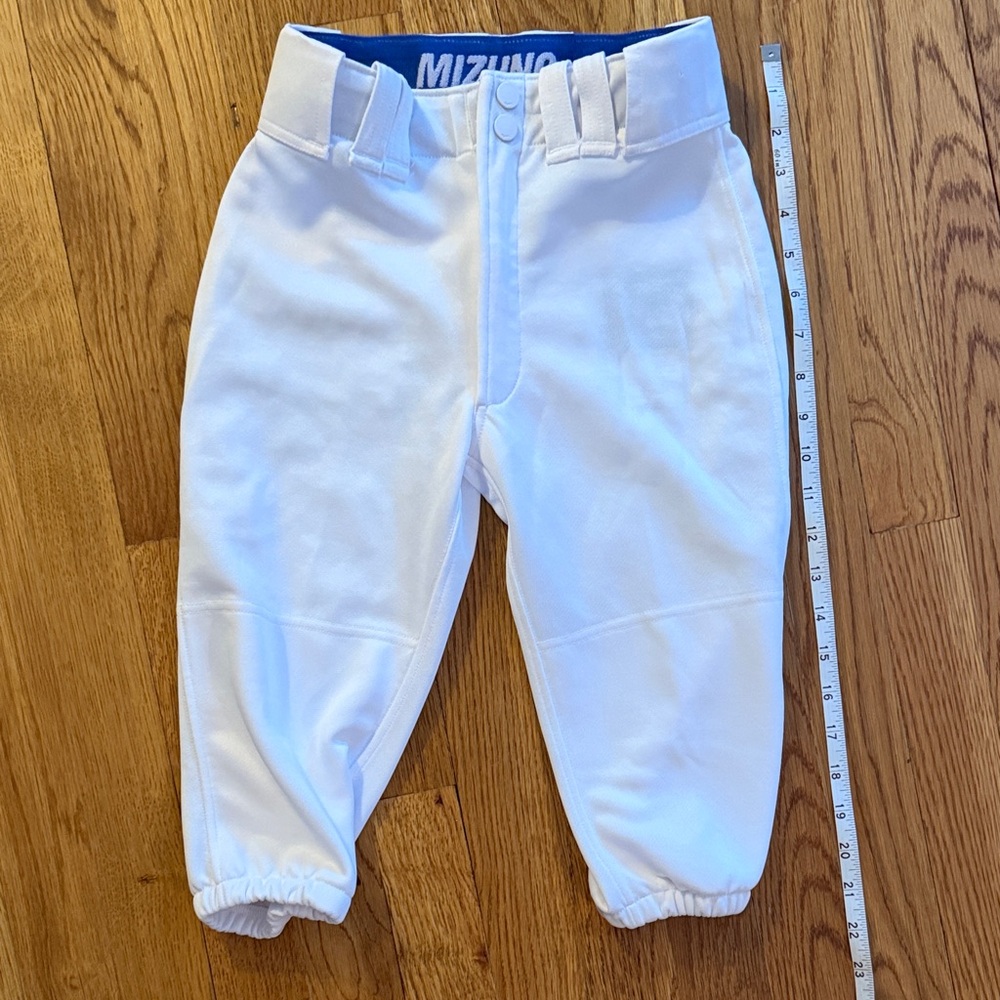 Mizuno Youth White Baseball Pants, knicker style